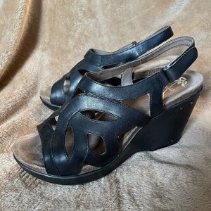 Dansko Black Wedge Sandals